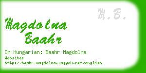 magdolna baahr business card